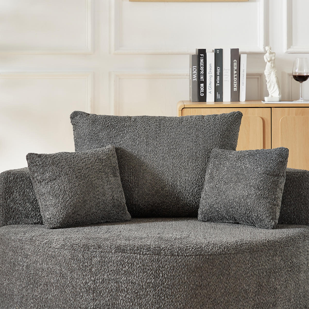 SESSEL aus Chenille-Schaumstoff, ohne Montage und modular kombinierbar - Grau, Textil (127/82/127cm) - Urban Meuble