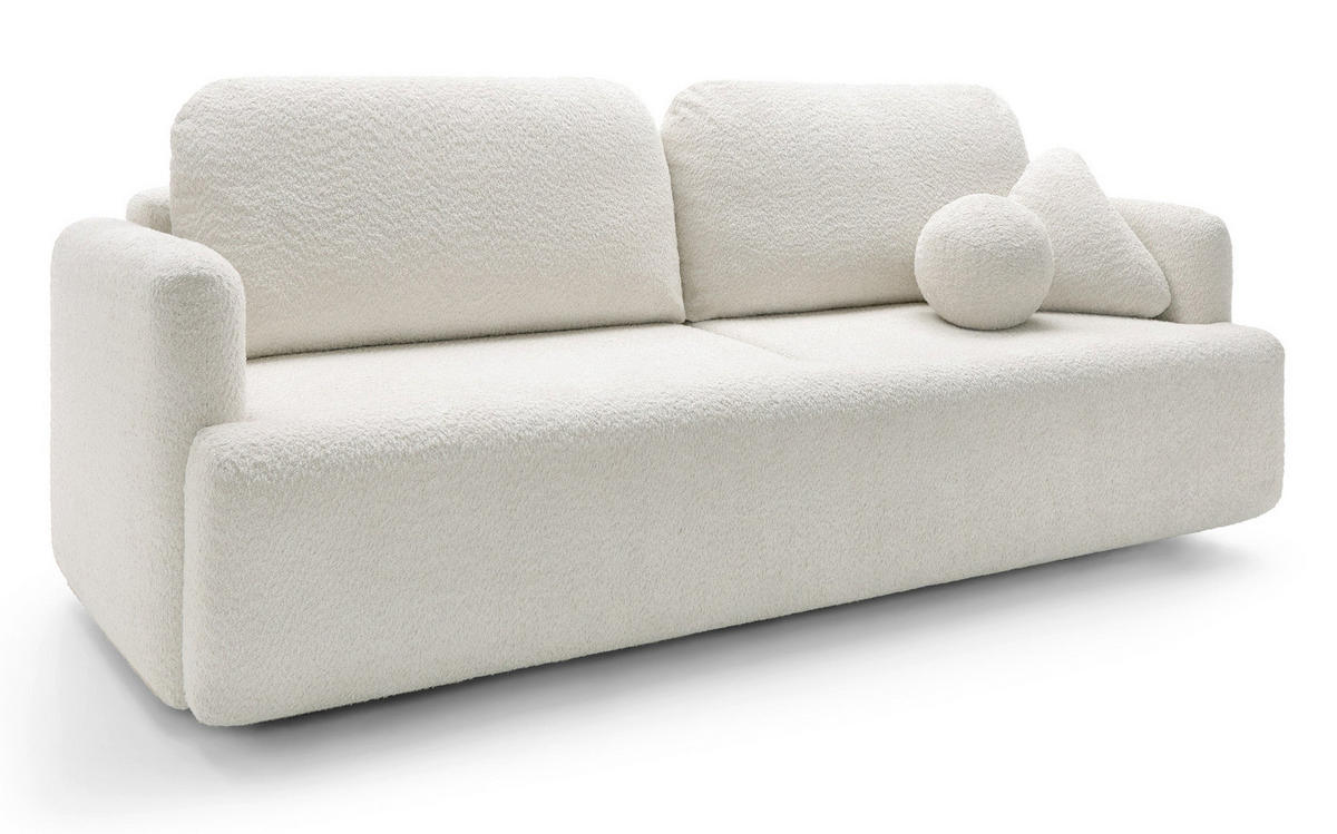 SCHLAFSOFA Lambina Cremeweiß Boucle - Creme/Schwarz, Kunststoff/Textil (227/92/104cm) - Selsey