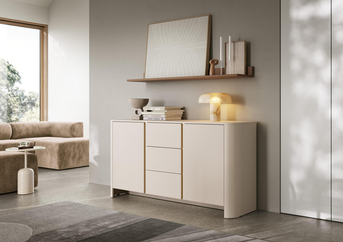 SIDEBOARD BARI Beige 168x39x84 cm - Beige, Holzwerkstoff (168/84/39cm) - FURNLUX