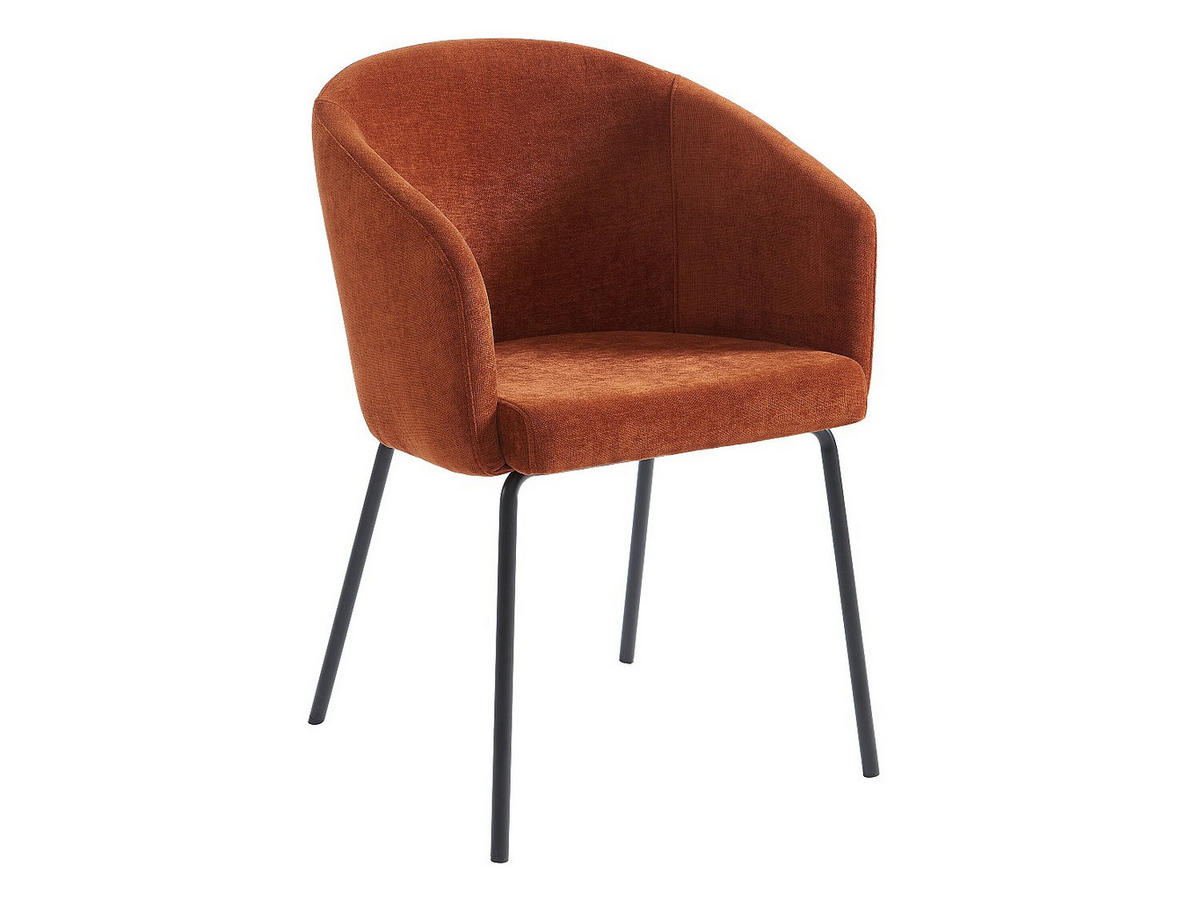 STUHL 6er-Set mit Armlehnen - Stoff & Metall - Terracotta - MORONI - Braun, Textil (58.5/79/56.5cm) - Pascal Morabito