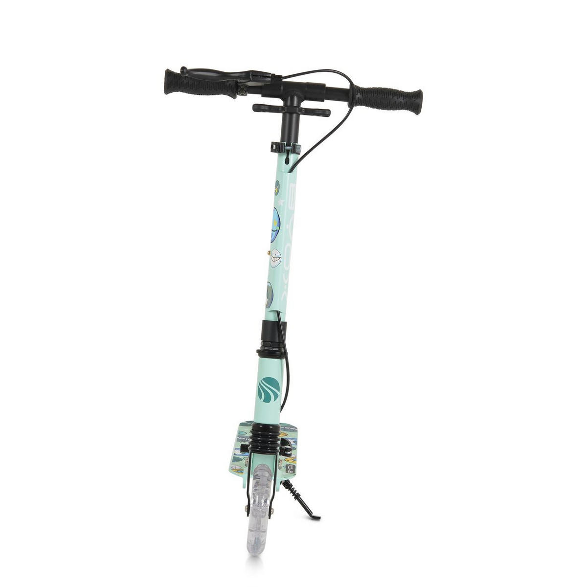 KINDERROLLER Snazzy faltbar grün Hinterradbremse Seitenständer LED-Räder 100 kg - Grün, Metall (89/40/74cm)