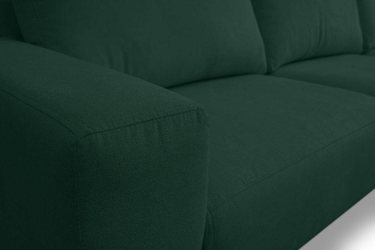 ECKSOFA Aspen in L-Form, Coach Farbe: Grün, Velourstoff, Ottomane Rechts - Grün, Textil (312/187cm) - VENASI MÖBEL