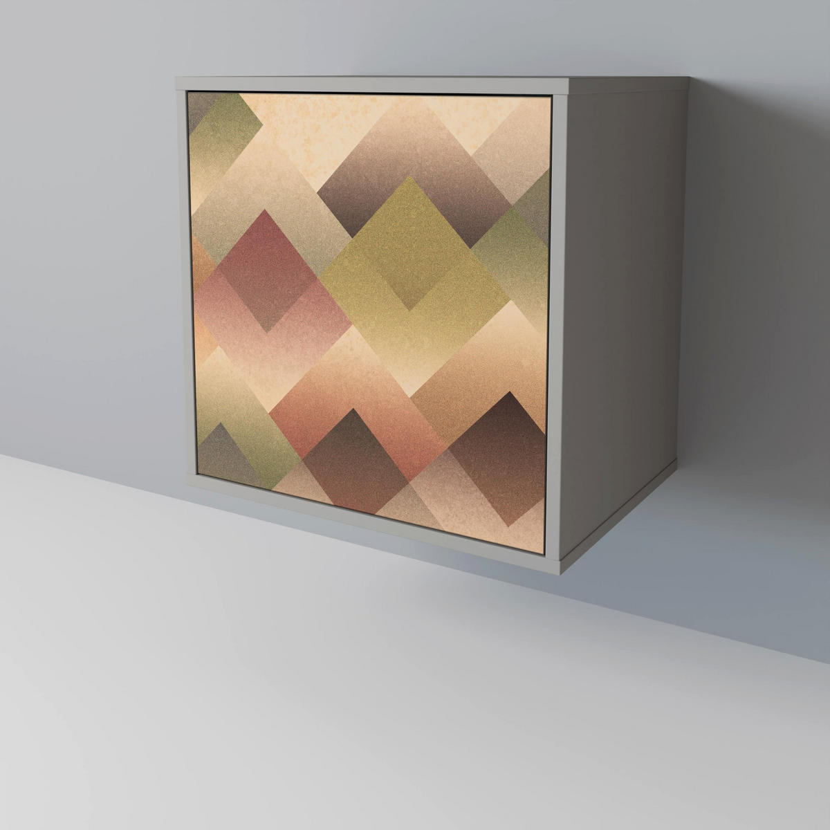 SIDEBOARD GEOMETRIC FUSION, Grau, 57,5x42x70,5 cm, Schwarze Metall-Sternfüße - Multicolor/Schwarz, Holzwerkstoff/Metall (57.5/70.5/42cm) - SpaceRebels