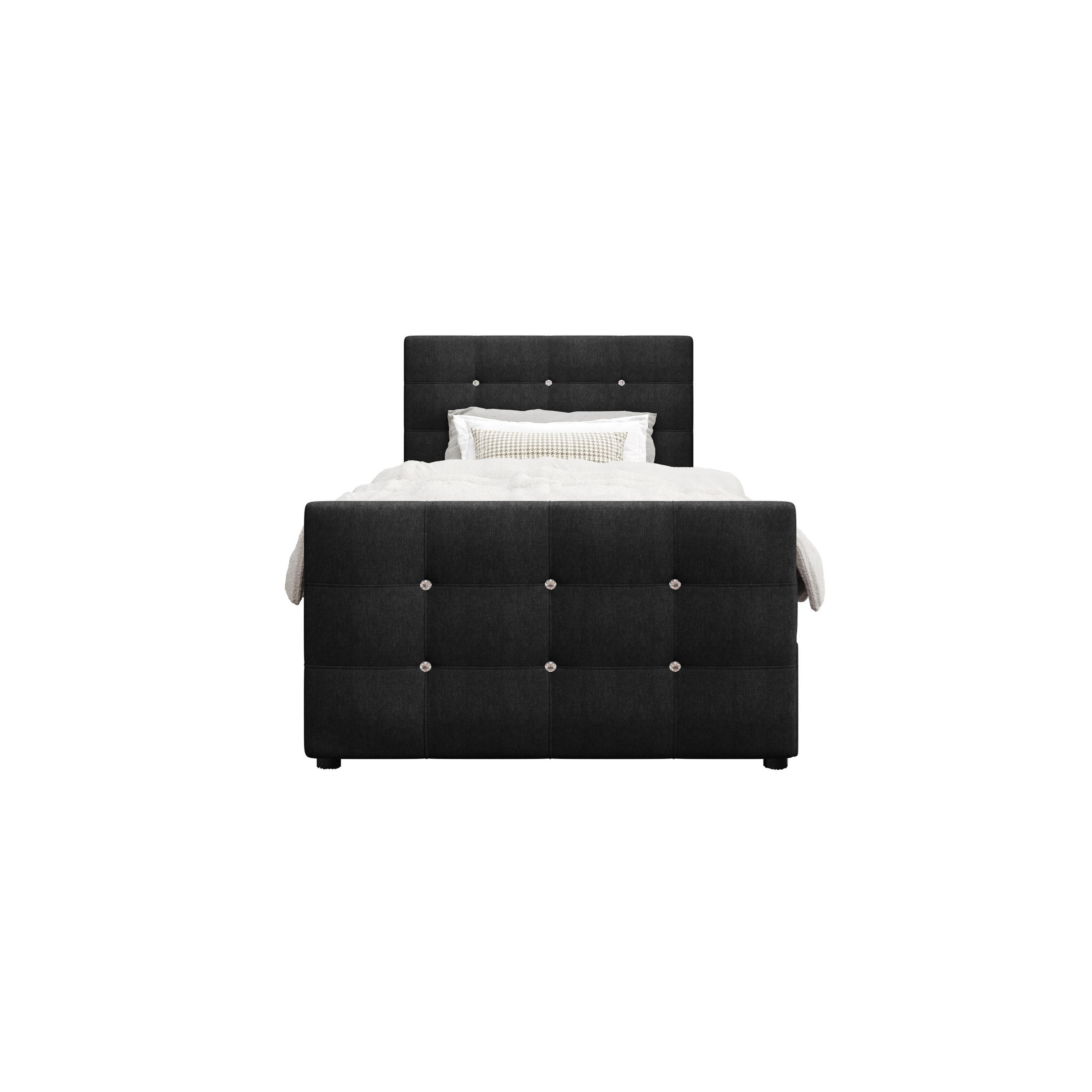 BOXBETT KLEO mini 90x200, mit Matratze H3 und Topper, Cosmic 100 - Schwarz, Holz/Kunststoff (90/200cm) - Bedante