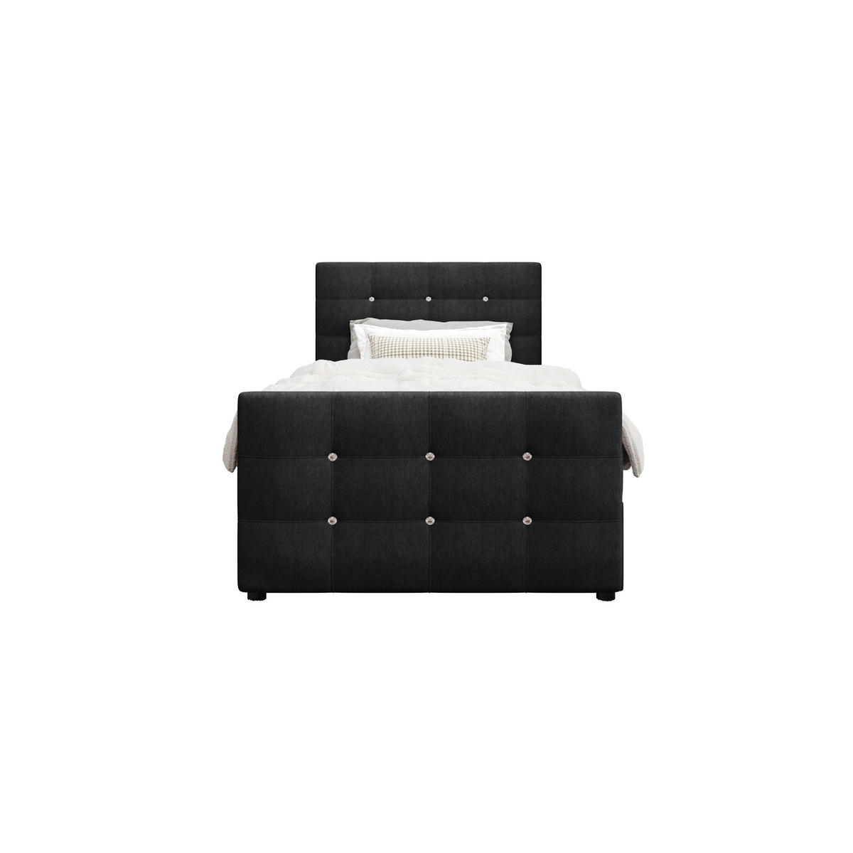 BOXBETT KLEO mini 100x200, mit Matratze H3 und Topper, Cosmic 100 - Schwarz, Holz/Kunststoff (100/200cm) - Bedante