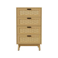 KOMMODE natur eichenoptik 4 schubladen bambus - Naturfarben, Holzwerkstoff (39.8/95/55cm) - SHOPENTRA