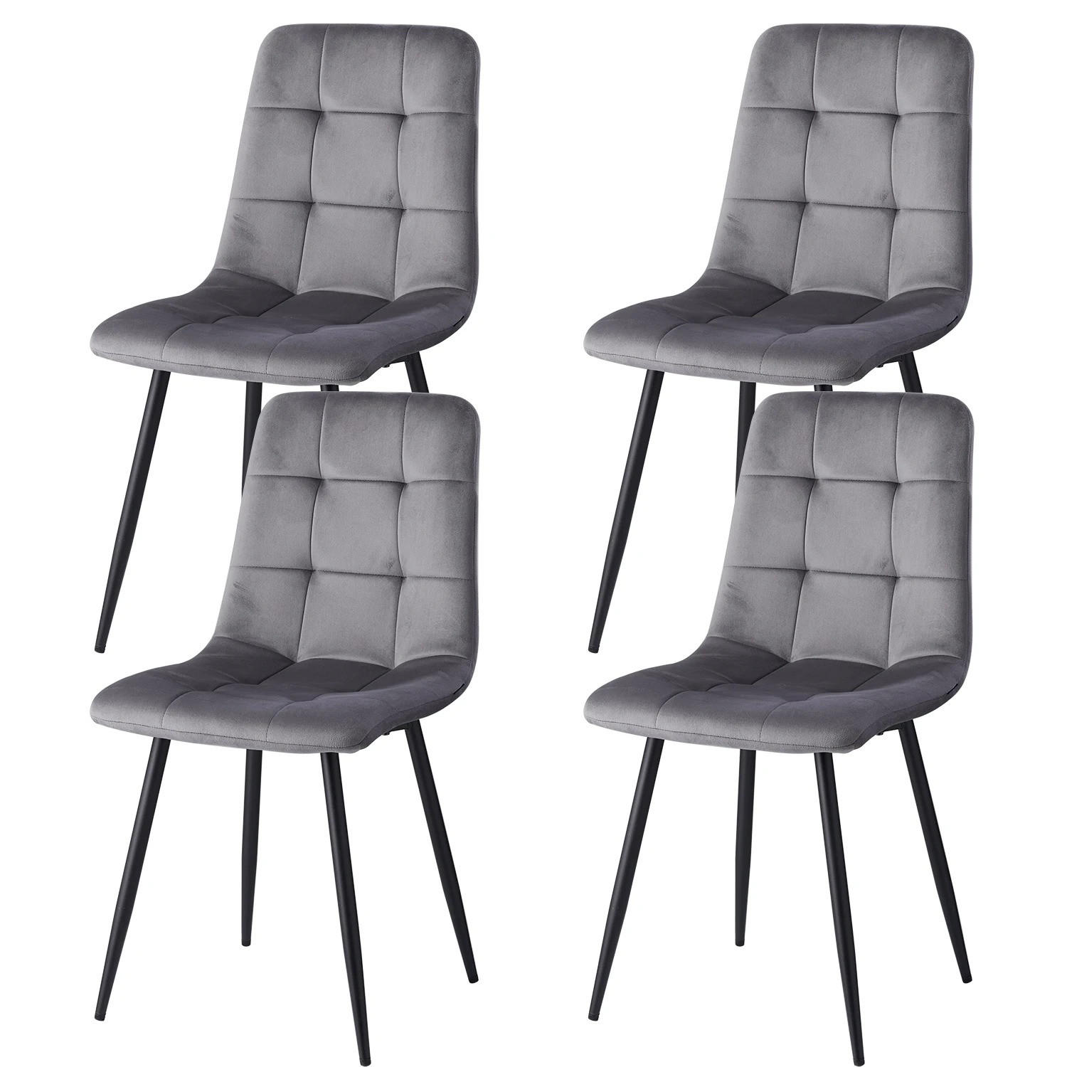 ESSZIMMERSTUHL Samtsitz Design Metallgestell Grau 4-teilig - Grau, Textil (43/89.5/44cm) - Kaket