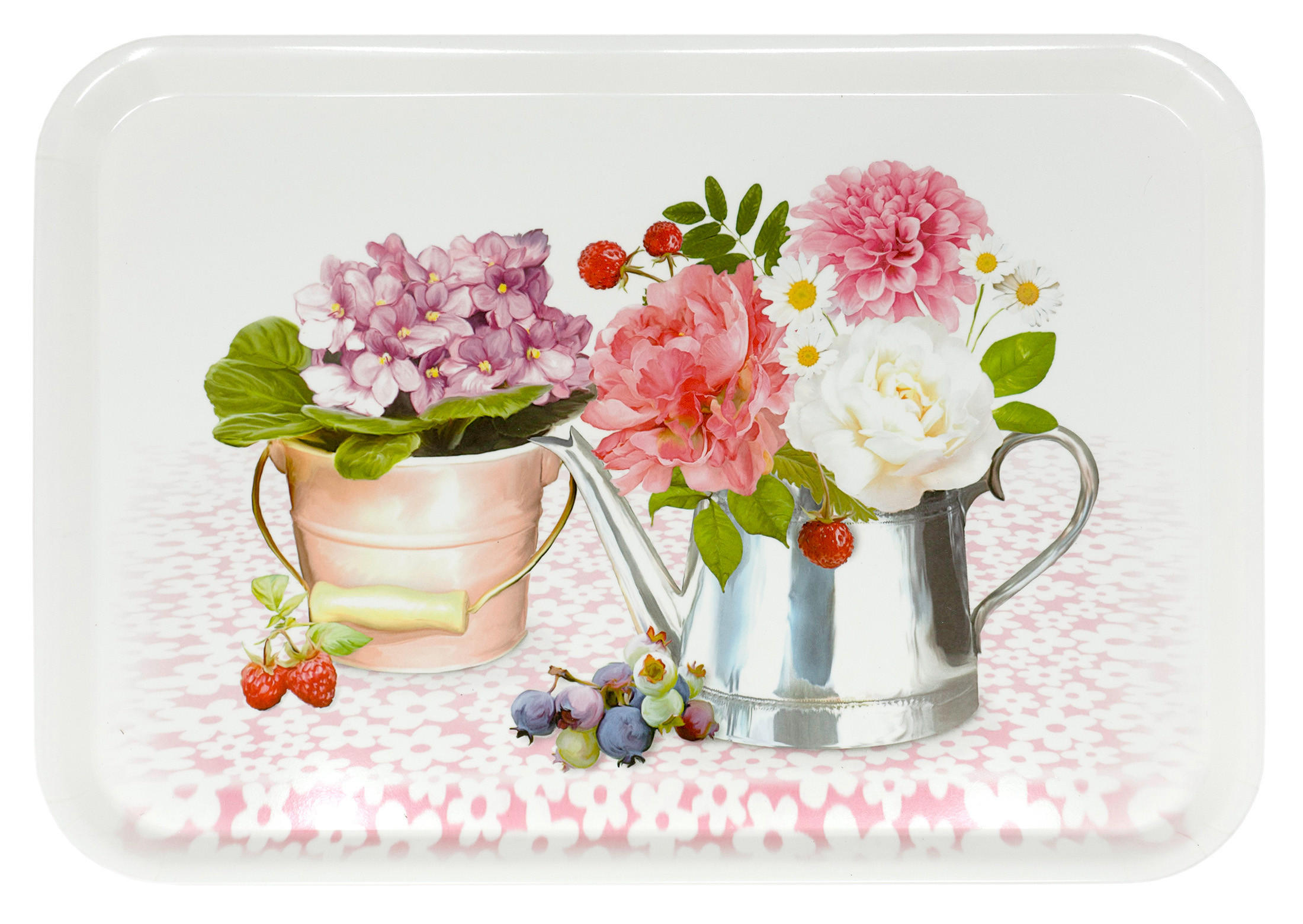 TABLETT Pfingstrose, rechteckige Melamin Serviertablett 45x31 cm - Rosa, Kunststoff (31/2/45cm) - Lashuma