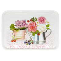 TABLETT Pfingstrose, rechteckige Melamin Serviertablett 45x31 cm - Rosa, Kunststoff (31/2/45cm) - Lashuma