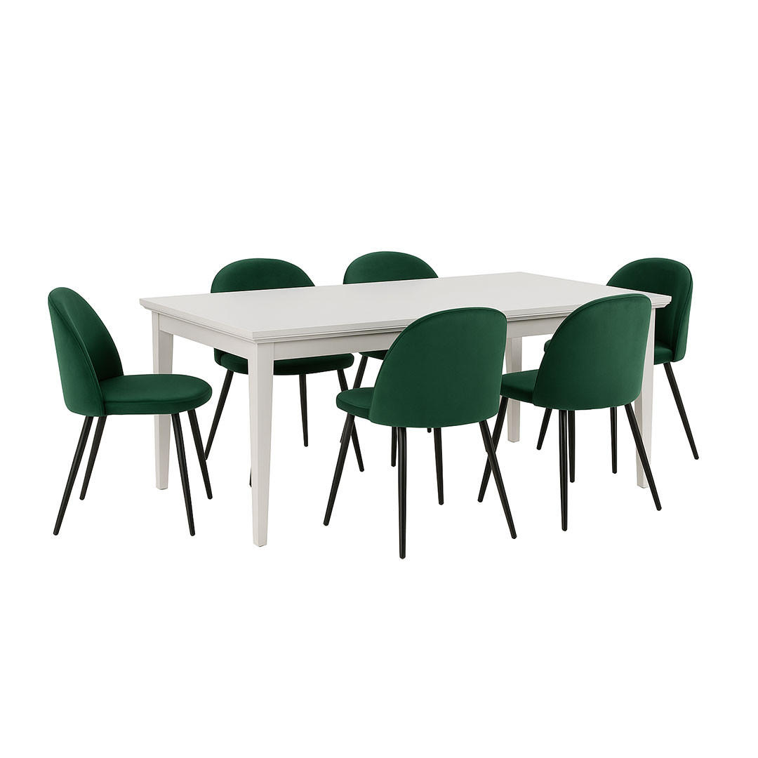 ESSGRUPPE 7-TLG. Venedig Weiß, Grün - Grün, Holzwerkstoff/Textil (95/76/276cm) - ebuy24