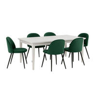 ESSGRUPPE 7-TLG. Venedig Weiß, Grün - Grün, Holzwerkstoff/Textil (95/76/276cm) - ebuy24