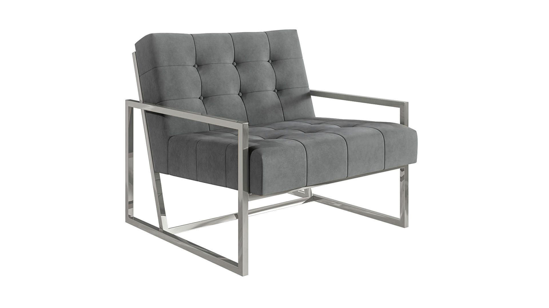 LOUNGESESSEL Duban Grau Samtstoff - Silberfarben/Grau, Holz/Textil (84/81/89cm) - S-Style Möbel