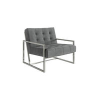 LOUNGESESSEL Duban Grau Samtstoff - Silberfarben/Grau, Holz/Textil (84/81/89cm) - S-Style Möbel