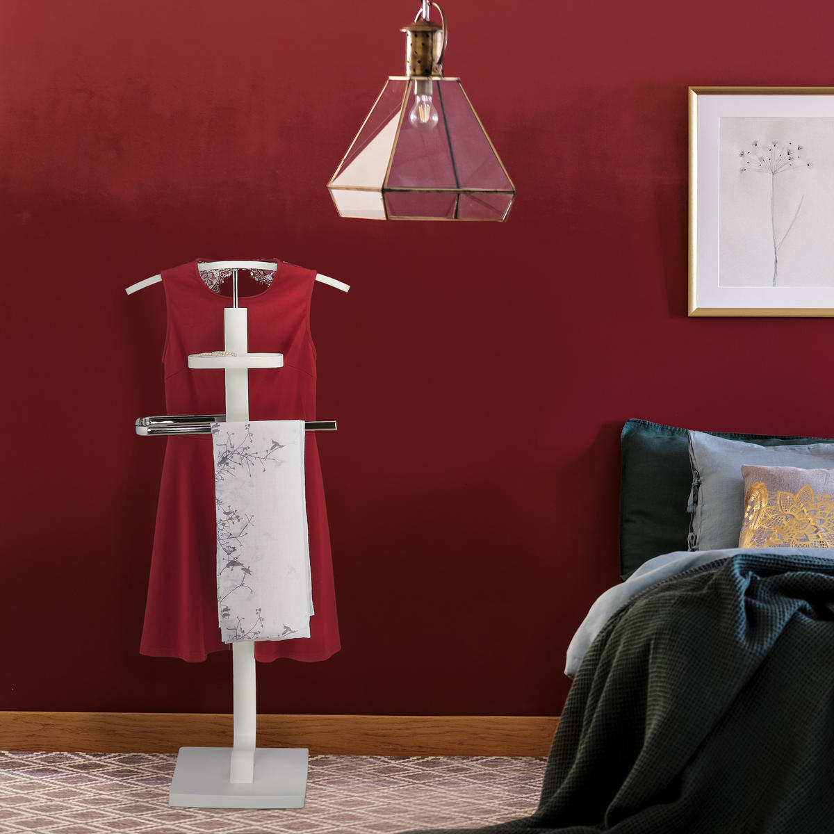 HERRENDIENER - Weiß, Holzwerkstoff/Metall (46/112/32cm) - Relaxdays