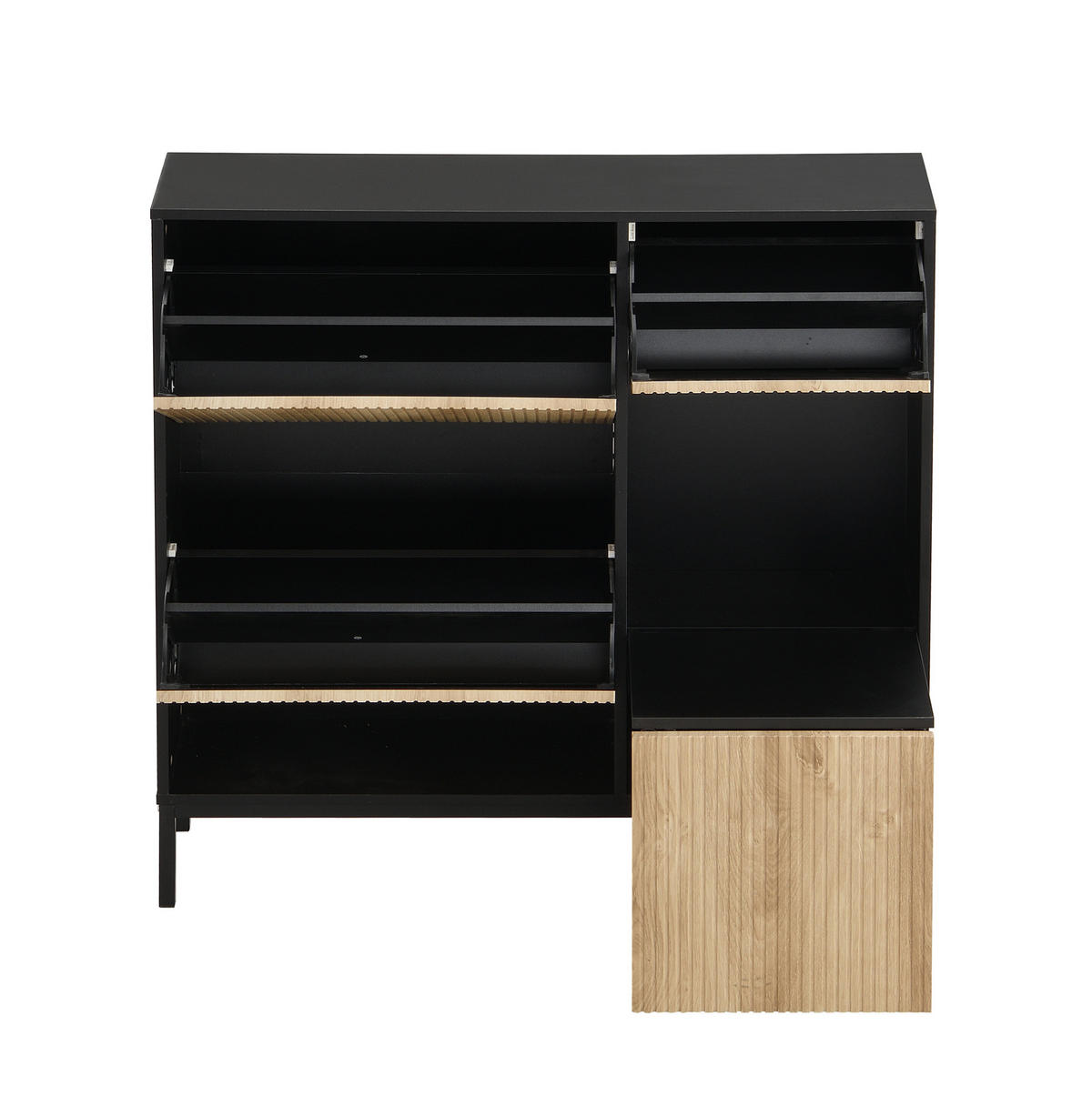 SCHUHSCHRANK aus MDF 100x25x100cm in Natur mit ausziehbarer Sitzbank - Naturfarben, Holzwerkstoff (100/100/25cm) - Modfu