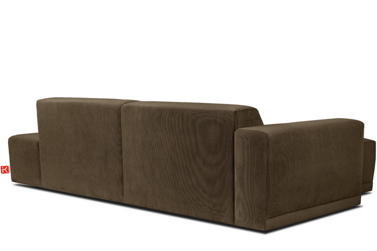 ECKSOFA-LINKS MUDI in moderner Optik mit hochwertigem Kaltschaum, Cord-Stoff, braun - Schwarz/Braun, Textil (280/160cm) - KONSIMO®