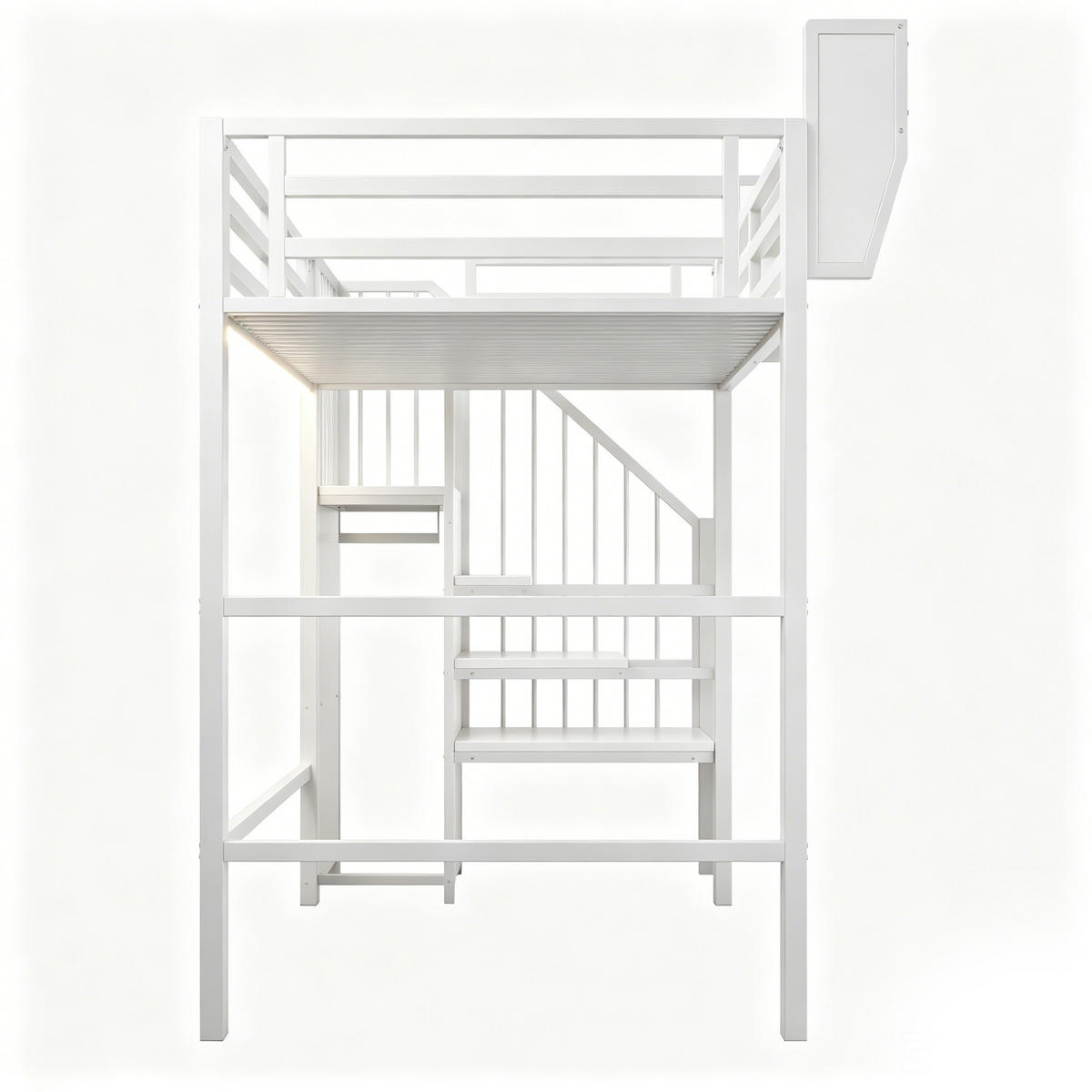 HOCHBETT 90x200cm Metall Stauraum LED Sicherheitsleiter Weiß - Weiß, Metall (90/200cm) - FLIEKS