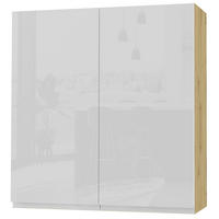 HÄNGESCHRANK Florence W4/90 Eiche Artisan / RAL 9003 signalweiß HG 90 / 32,5 / 96cm - Weiß Hochglanz/Eiche Artisan, Holz/Holzwerkstoff (90/96/32.5cm) - Feldmann-Wohnen