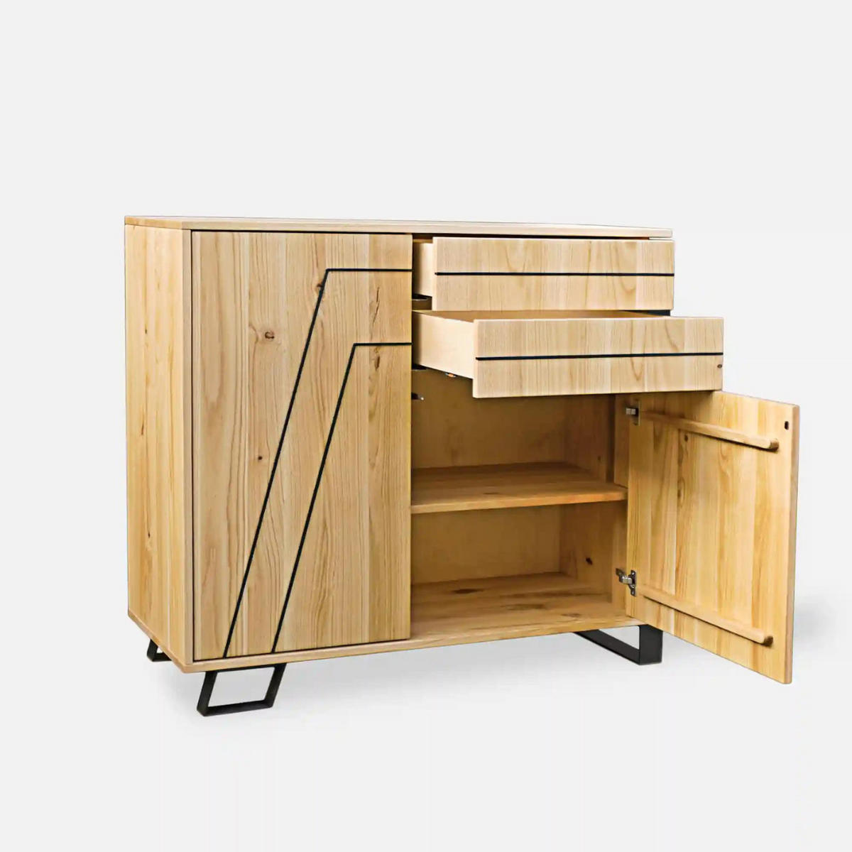 EICHENKOMMODE aus Massivholz für das Wohnzimmer BORA - Eichefarben, Holz (110/100/45cm) - Rawood Furniture