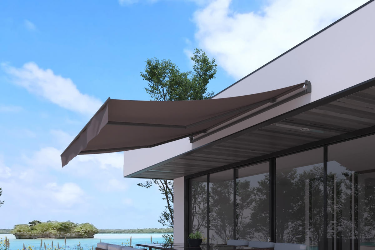 MARKISE adro taupe fris 3 x 2 5 m aus aluminium manuell - Taupe, Metall (250/14/295cm) - Concept Usine