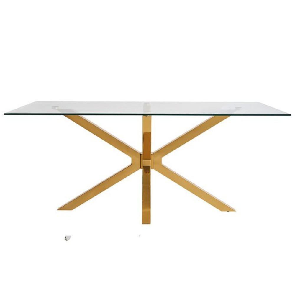 ESSTISCH Terni 180 mit edlen Edelstahlbeinen - Goldfarben, Glas (180/100/76cm) - alesvelt