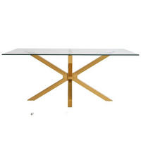ESSTISCH Terni 180 mit edlen Edelstahlbeinen - Goldfarben, Glas (180/100/76cm) - alesvelt