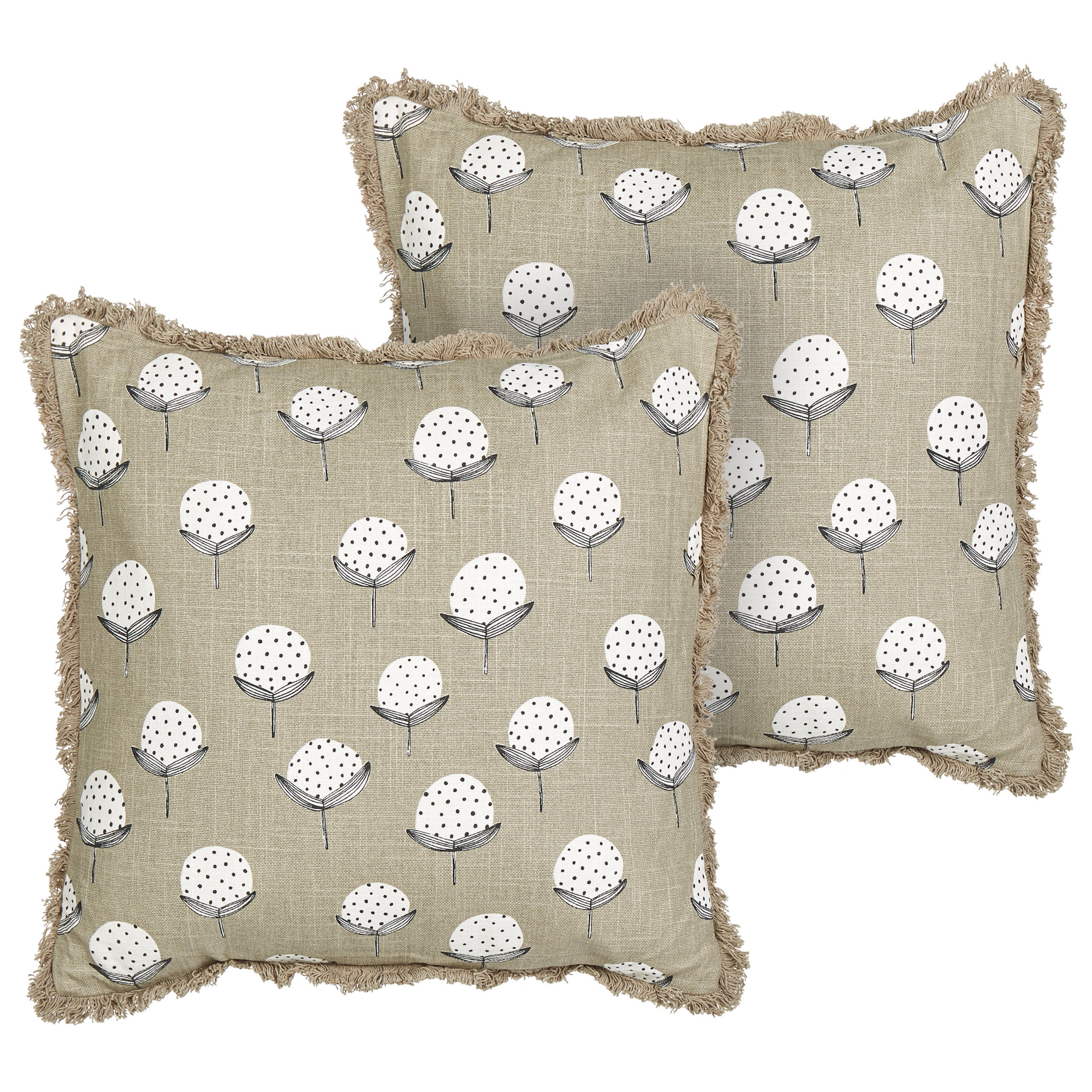 DEKOKISSEN 2er-Set Beige 45/45 cm Choisya - Beige/Weiß, Textil (45/45cm) - Beliani