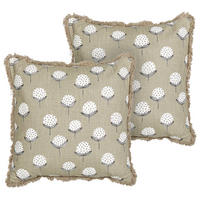 DEKOKISSEN 2er-Set Beige 45/45 cm Choisya - Beige/Weiß, Textil (45/45cm) - Beliani