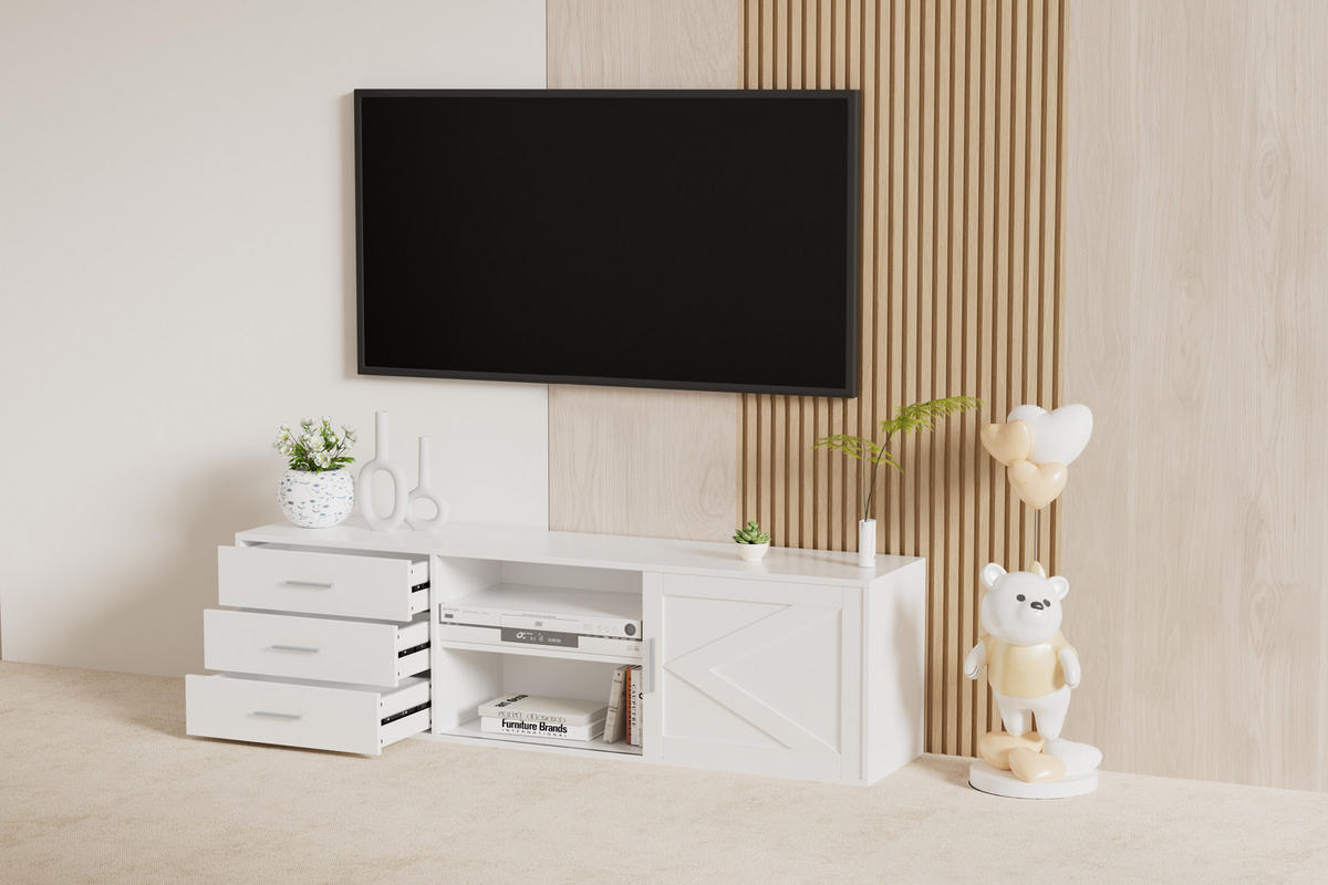 TV-SCHRANK in 160/45/35 cm - Weiß, Holzwerkstoff (160/45/35cm) - HOMAVO
