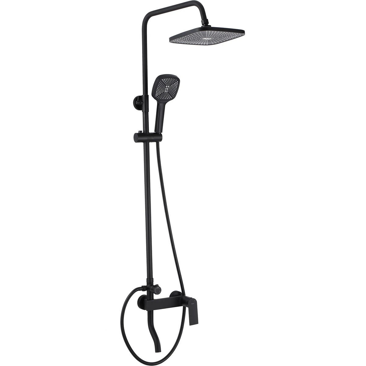 DUSCHGARNITUR Rea Storm Black Matt - Schwarz, Metall (30/144/45cm) - REA