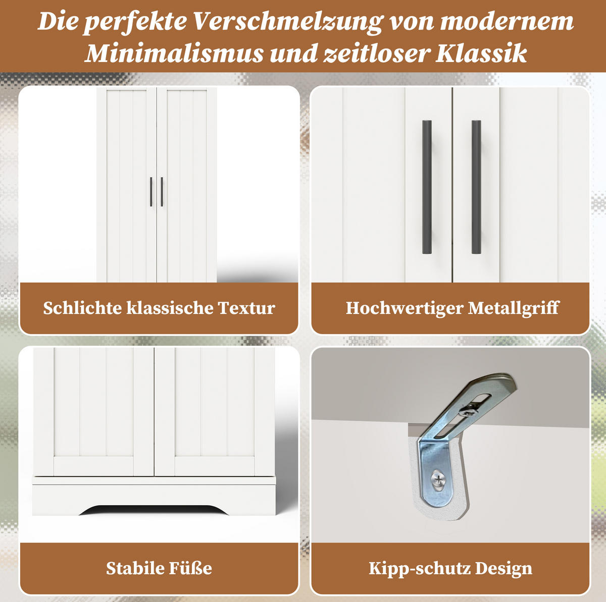 ANRICHTE 120/60/40 cm in Weiß mit LED-Beleuchtung und verstellbaren Böden - Weiß, Holzwerkstoff (60/120/40cm) - Flora Grace