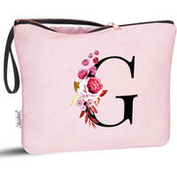 KULTURBEUTEL mit Initial G und Blumenprint Pink - Rosa, Textil (5/16/24cm)