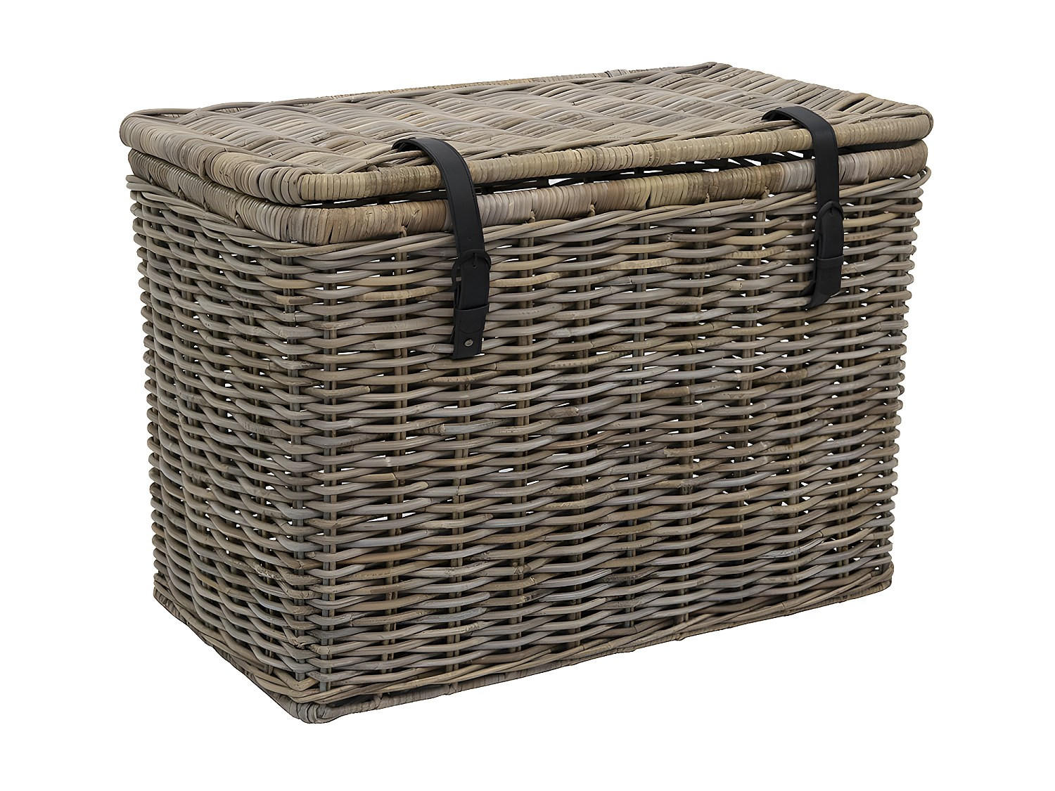 KOFFER zur Aufbewahrung 2er-Set - Kubu - 80 x 45 x 55 cm & 70 x 35 x 45 cm - Grau - NEFTA - Grau, Naturmaterialien (45/55/80cm) - Vente-Unique