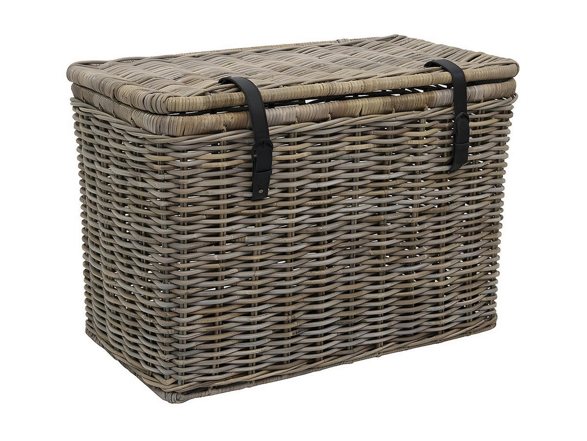 KOFFER zur Aufbewahrung 2er-Set - Kubu - 80 x 45 x 55 cm & 70 x 35 x 45 cm - Grau - NEFTA - Grau, Naturmaterialien (45/55/80cm) - Vente-Unique