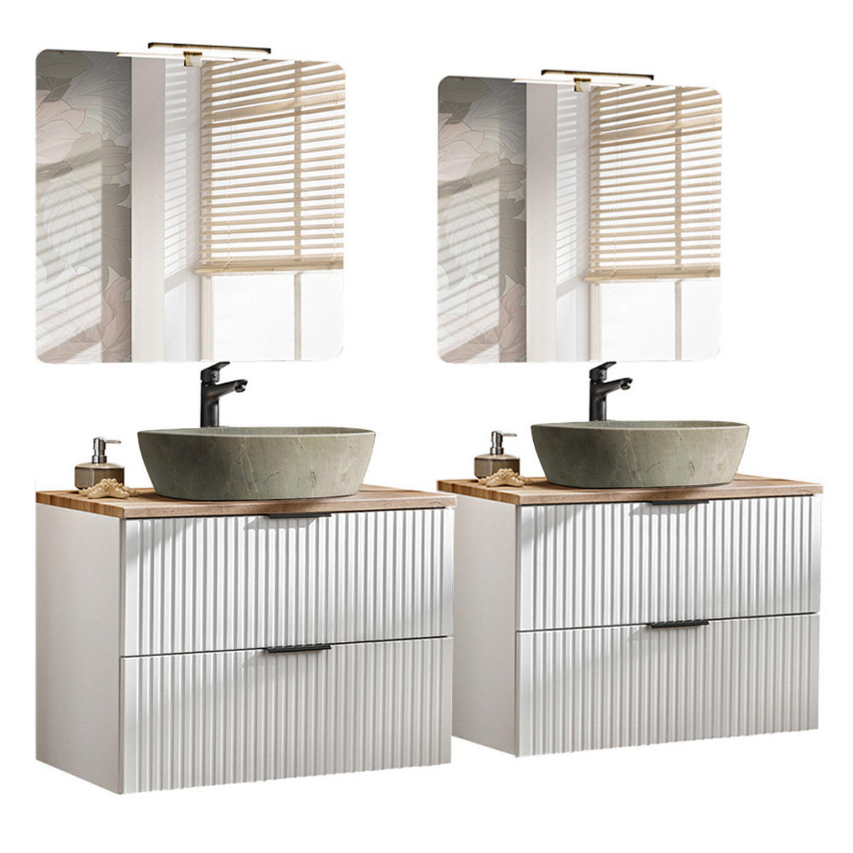 BADMÖBEL-SET 4-TLG. Adelaide-56 - Weiß, Holzwerkstoff (175/200/47cm) - Lomado