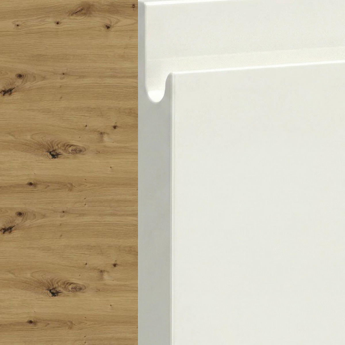 HÄNGESCHRANK Florence W4/90 Eiche Artisan / RAL 1013 perlweiß HG 90 / 32,5 / 96cm - Weiß Hochglanz/Eiche Artisan, Holz/Holzwerkstoff (90/96/32.5cm) - Feldmann-Wohnen