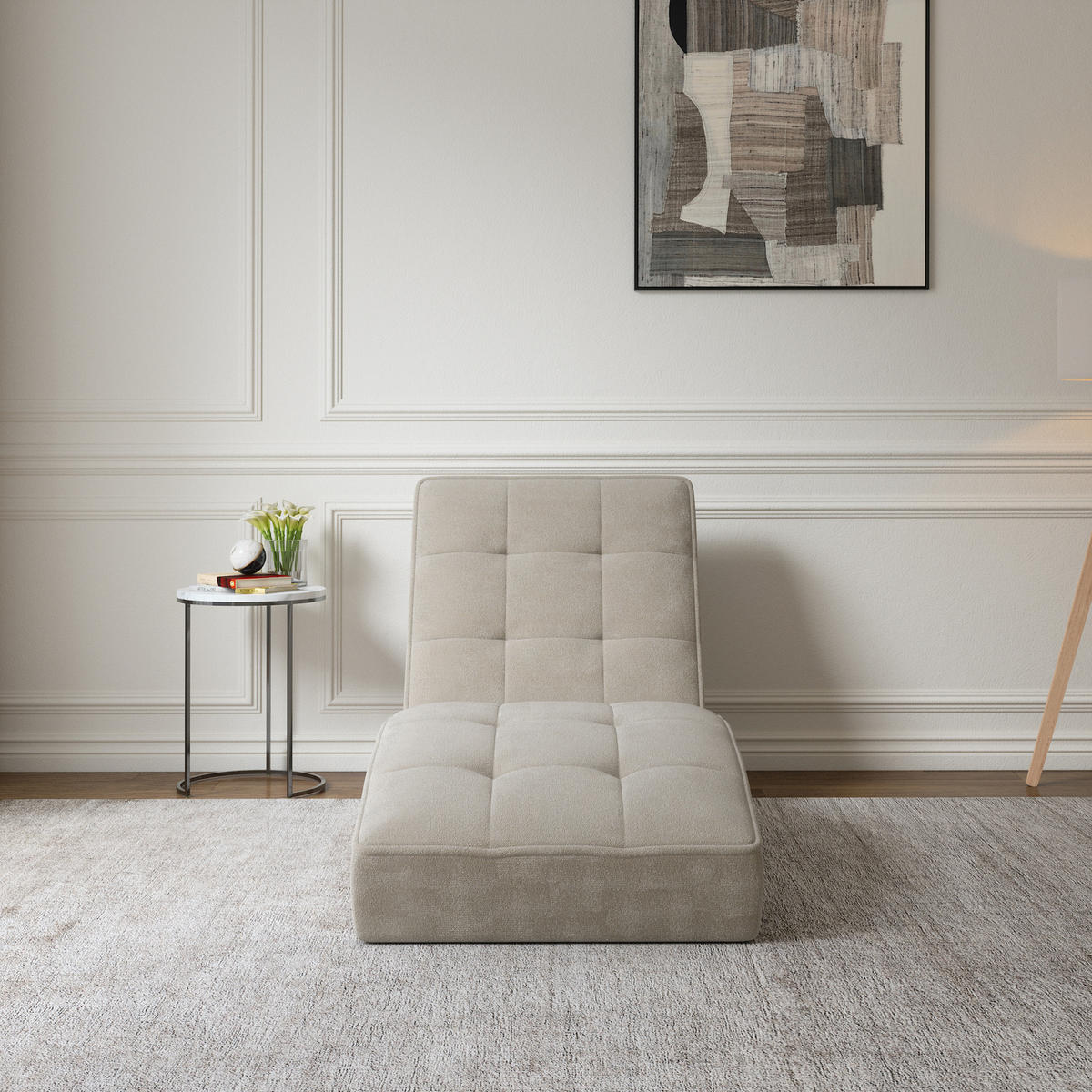 CHAISELONGUE - Livano - Creme (Twist 01) - Beige, Holzwerkstoff (73/79/170cm) - Möblo