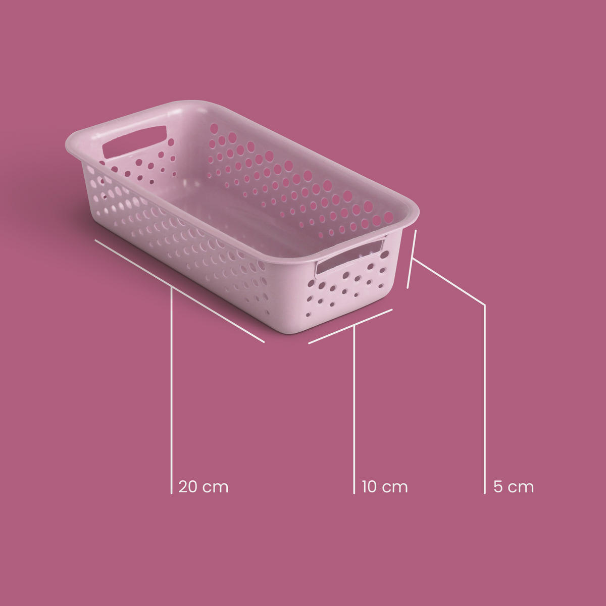 AUFBEWAHRUNGSKORB Rosa 20x10x5 cm - 4er Pack - Rosa, Kunststoff (10/5/20cm) - ProHome