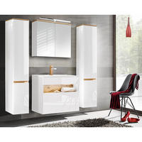 BADMÖBEL-SET 6-TLG. Bermuda-56 - Weiß, Holzwerkstoff (190/200/45cm) - Lomado