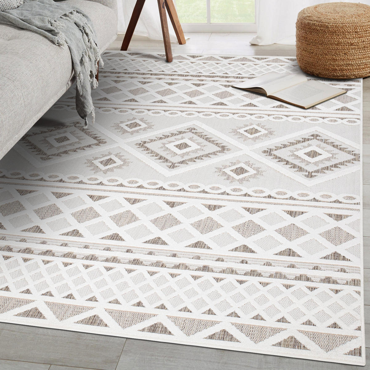 OUTDOOR-TEPPICH Santorini 435 Creme 200x290 cm - Creme, Textil (200/290cm) - carpet city