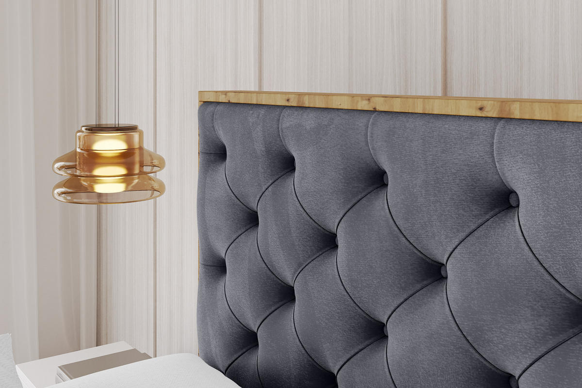POLSTERBETT mit Bettkasten, Fußteil und Lattenrost, Boxbett ohne Matratze - ENZO3-Z 180x200 Dunkelgrau - Dunkelgrau, Holzwerkstoff/Textil (180/200cm) - ALTDECOR