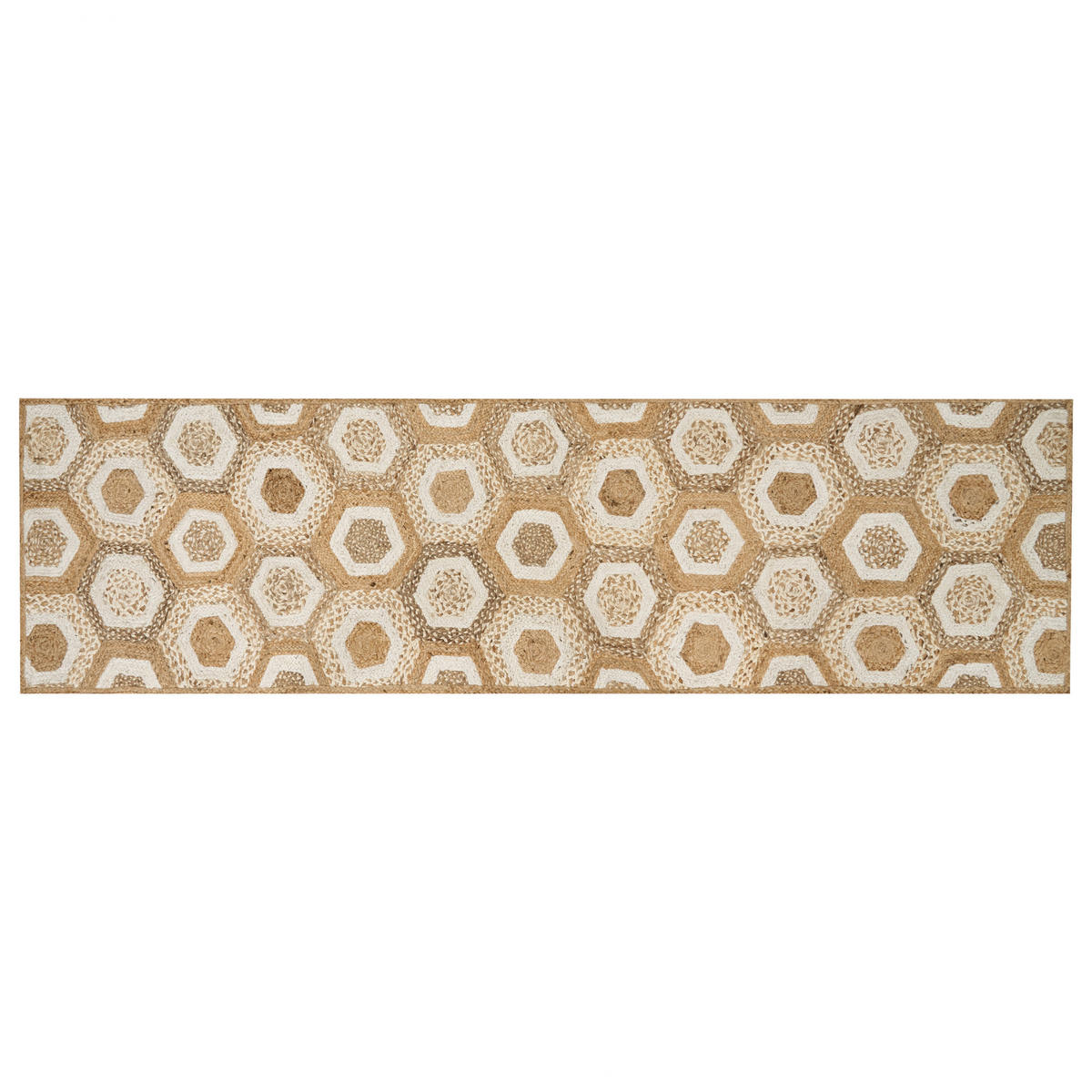 KURZFLOR-TEPPICH Beige 80/300 cm Basoren - Beige/Weiß, Naturmaterialien (80/300cm) - Beliani