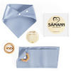 BABY Geschenkset 4-tlg. zur Geburt mit Halstuch, Rassel, Karte, Schmusetuch blau - Blau, Textil (10/10cm) - Sämann – make a difference.