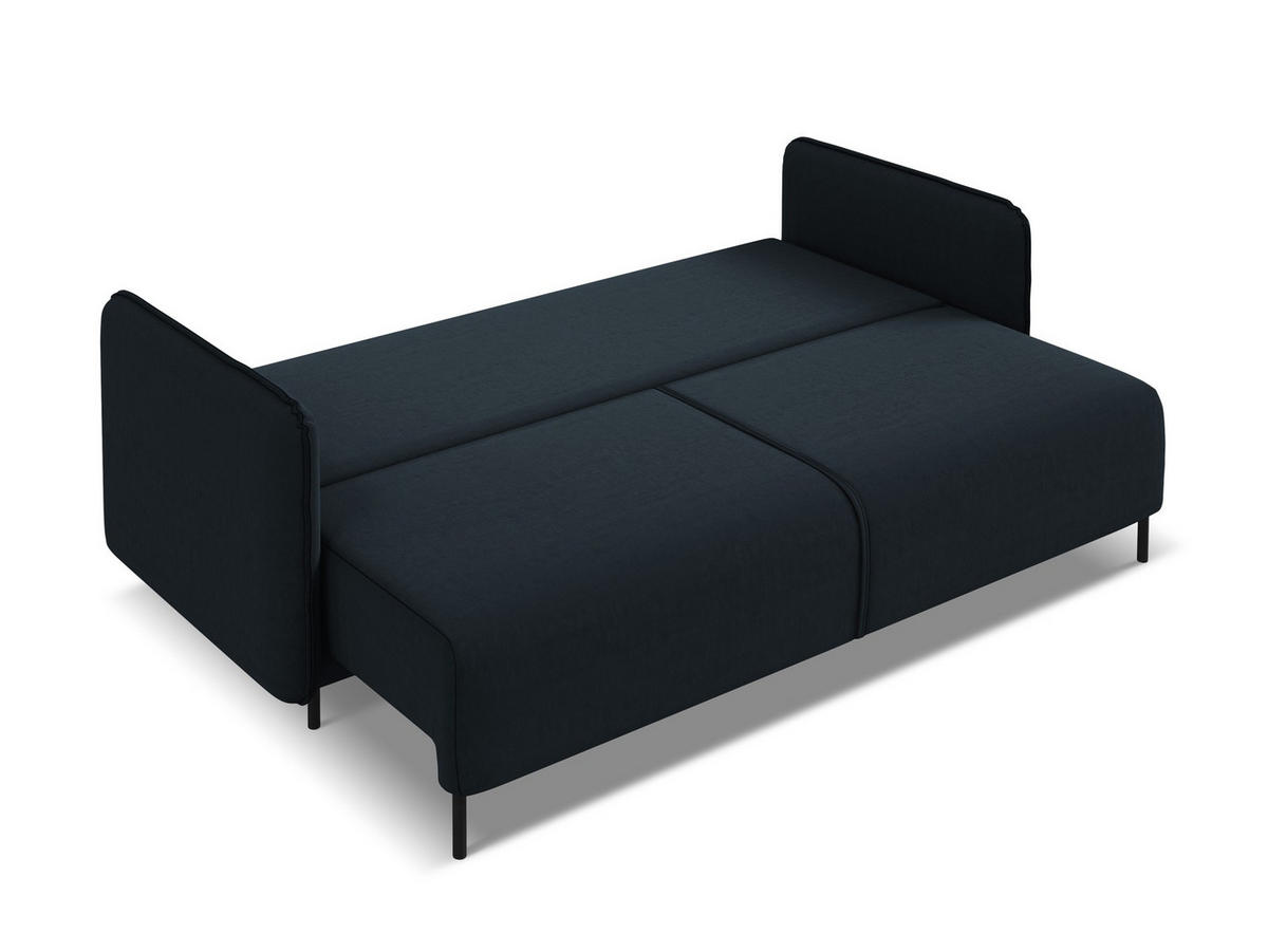 3-SITZER SOFA mit Schlaffunktion Samt Stoff Blau - Blau/Petrol, Kunststoff/Textil (216/86/105cm) - Makamii