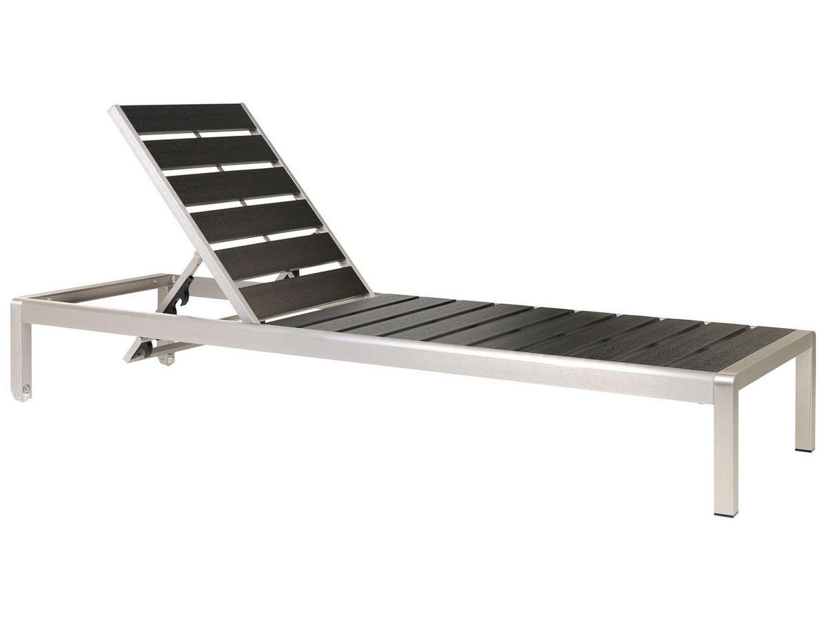 GARTENLIEGE schwarz Nardo - Schwarz, Holzwerkstoff (64/29/198cm) - Beliani