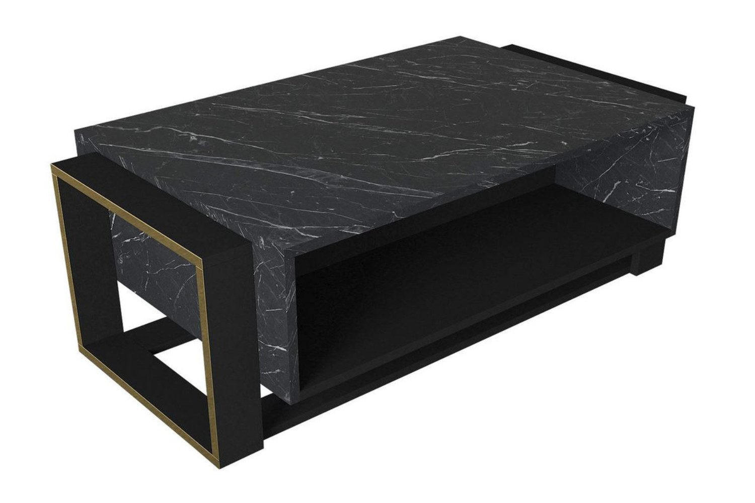 COUCHTISCH Braun/Dunkelgrau, Gold-Akzent Wohnzimmertisch - Weiß, Holzwerkstoff (60/107/41cm) - Ibonto