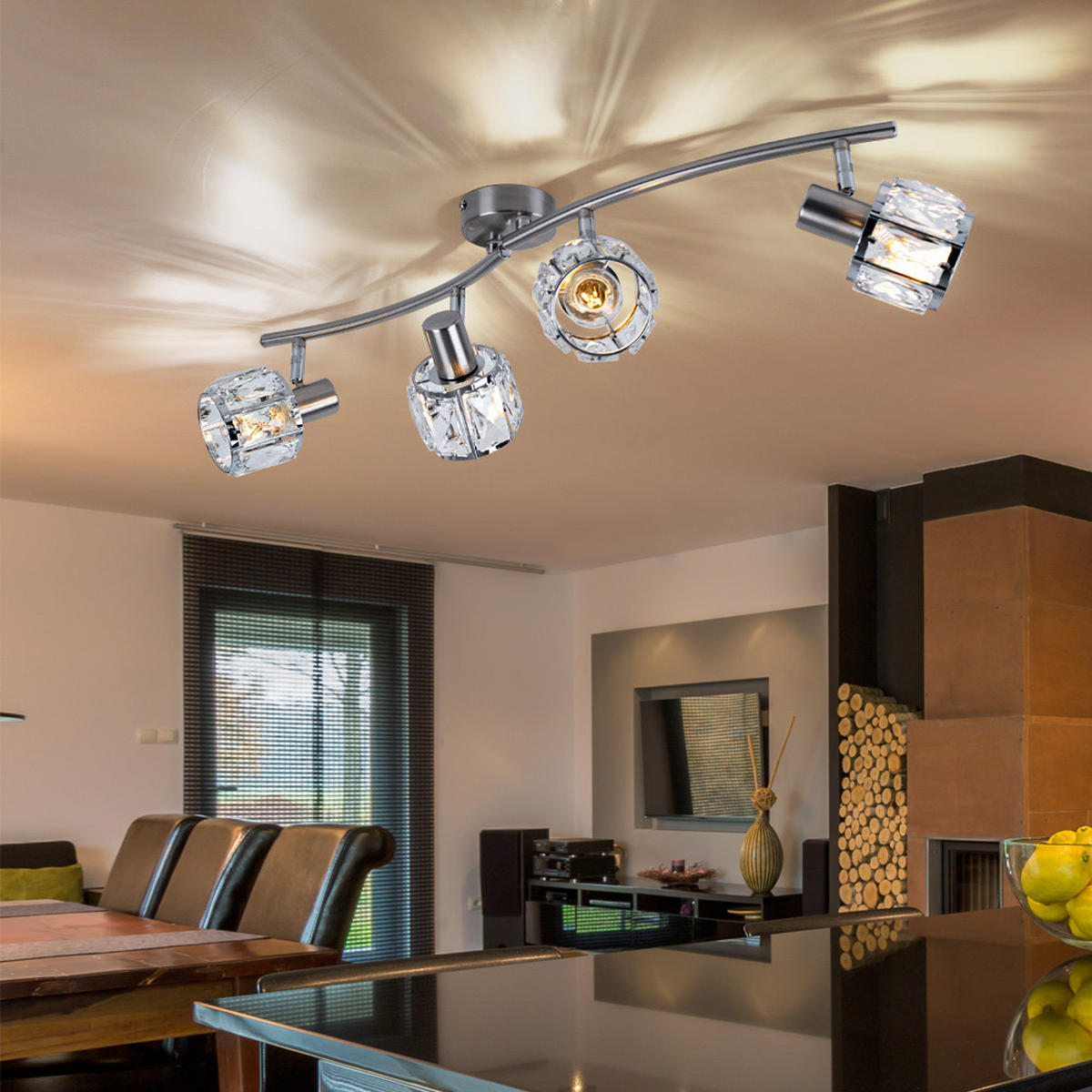 DECKENLEUCHTE Metall Silber Kristall - Silberfarben, Metall (70/31.5/18cm) - Globo Lighting