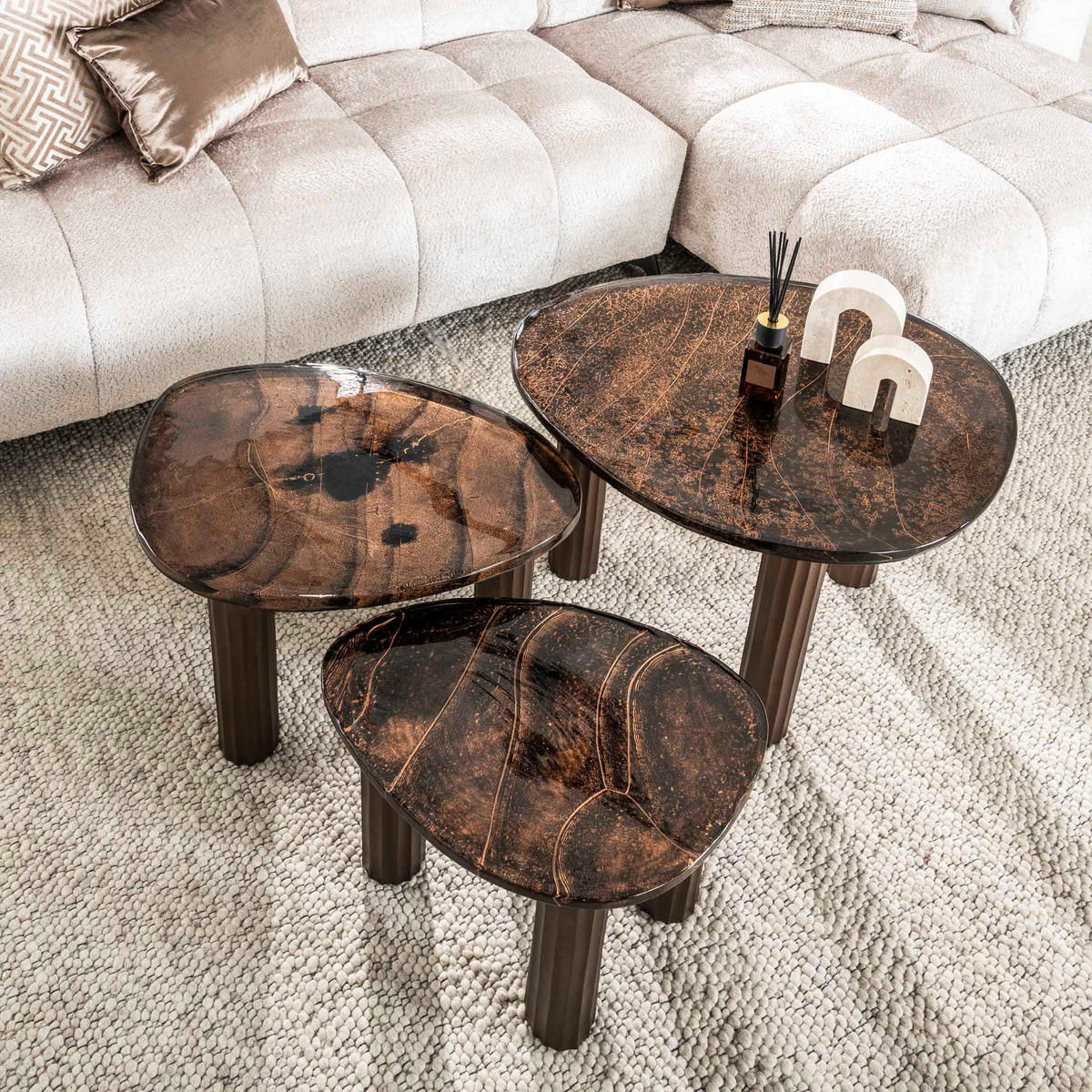 COUCHTISCH Salon Braun 59/70/45 cm - Kupferfarben, Glas (59/70/45cm) - Hoyz Collection