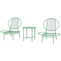 SCHMETTERLINGSLEHNE aus Stahl rostfrei 40×40×46cm Grün mit Tisch - Grün, Metall - Modfu