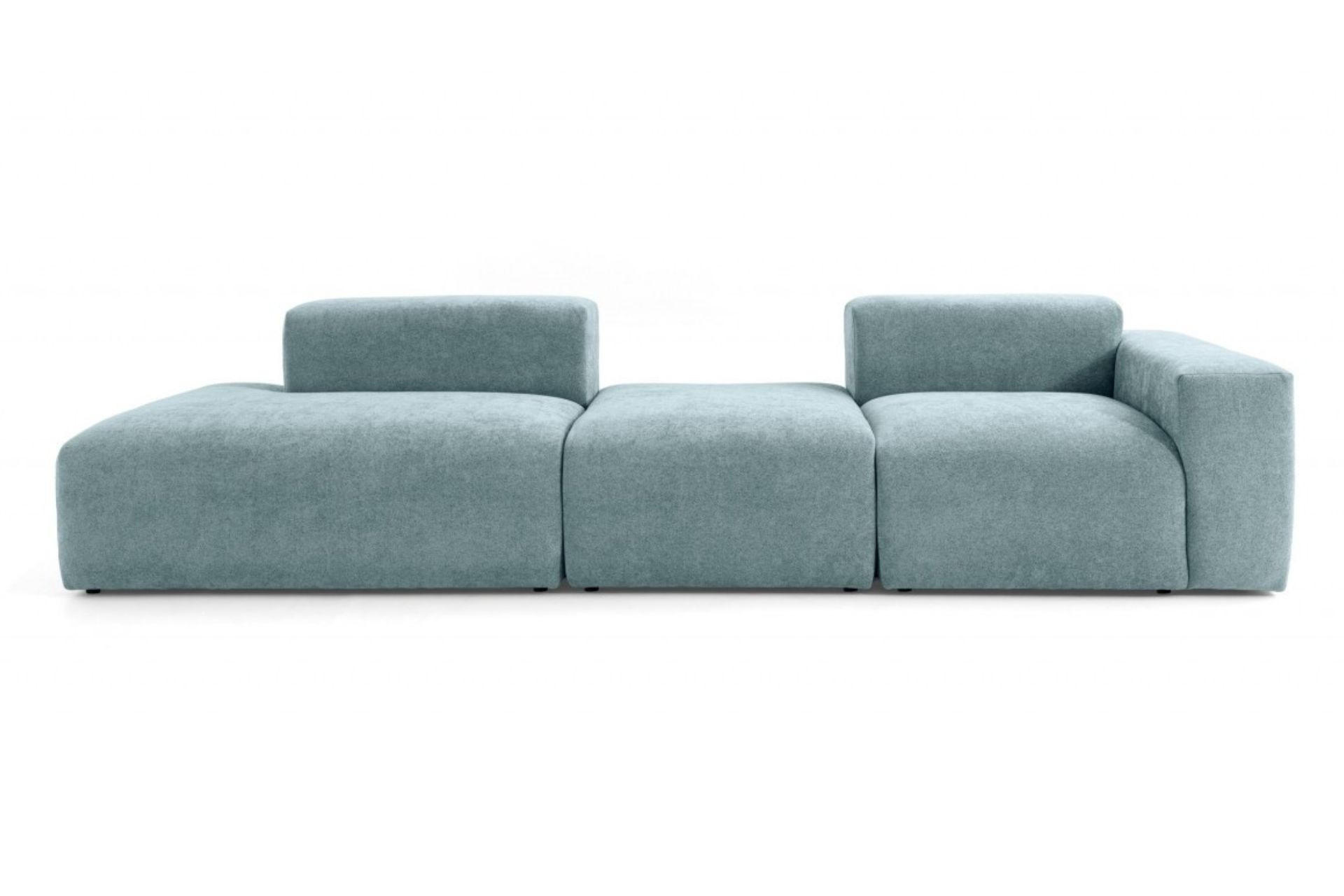 4-SITZER modulares Sofa HEAVEN SET 4 Links, Breite 335 cm Webstoff Blaugrau - Blaugrau/Schwarz, Holz/Kunststoff (335/71/102cm) - Muffo